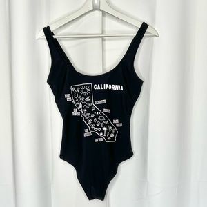 “CALIFORNIA” Black/White One Piece Swimsuit D